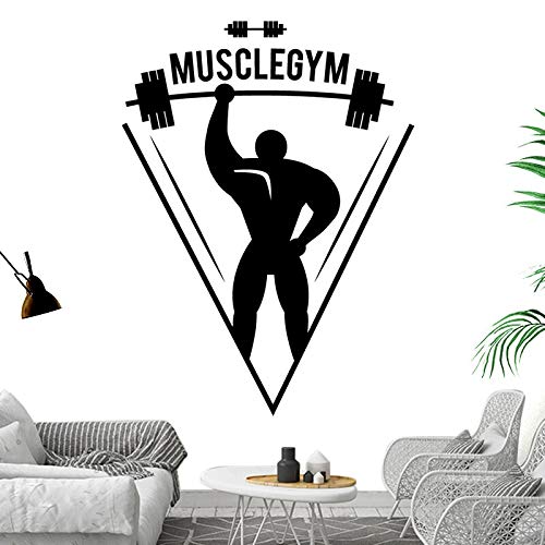 ASFGA Calcomanías de Fitness Gym Barbell Stickers Culturismo póster calcomanías de Pared de Vidrio Mural Ejercicio físico Encontrar calcomanías calcomanías de Fitness Muscular 50x50cm