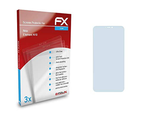 atFoliX Lámina Protectora de Pantalla Compatible con Noa Element N10 Película Protectora, Ultra Transparente FX Lámina Protectora (3X)