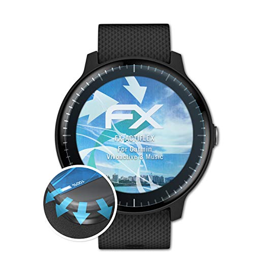 atFoliX Película Protectora Compatible con Garmin Vivoactive 3 Music Protector Película, Ultra Claro y Flexible FX Lámina Protectora de Pantalla (3X)