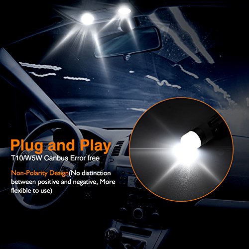 Audew 4 x W5W T10 Canbus LED Bombillas Coche SMD3030 6000K IP65 para Luces de Interior y Exterior Xenón Blanco