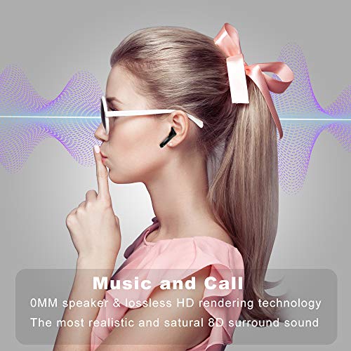 Auriculares Bluetooth, KUNGIX Auriculares Inalámbricos Bluetooth 5.0 Verdadero Sonido Estéreo con Micrófono, IPX7 Impermeable Auriculares Deportivos con Caja de Carga Inalámbrica para iPhone y Android