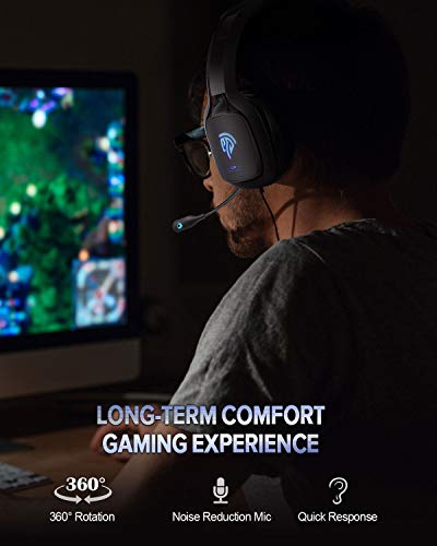 Auriculares Gaming, EasySMX Cascos Gaming Sonido Estéreo para Xbox One S, X, PS4, PC con Orejeras Suave, Micrófono Ajustable, Función Mute y Luces LED, Auriculares Xbox para PC, Nientendo Switch