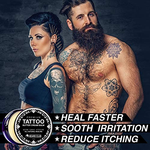 Bálsamo Premium Crema de Manteca Para el Cuidado de Los Tatuajes | Cuidado Natural Para Antes, Durante y Después de un Tatuaje | Sana Más Rápido, Reduce la Picazón y las Costras, Hidrata y Mantiene