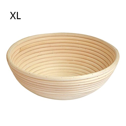 Banneton Pruebas Cesta, 25*8.5 cm Banneton Redondo, Banneton para pan - Banneton Brotform cuenco de ratán para masa de pan y cepillo - La ideal cesta para masa y fermentación de pan de mimbre natural