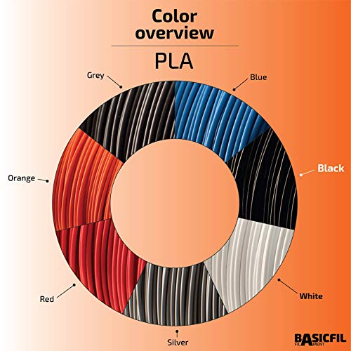 Basicfil PLA 1.75 mm, 500 gr Filamento de Impresión 3D, Negro