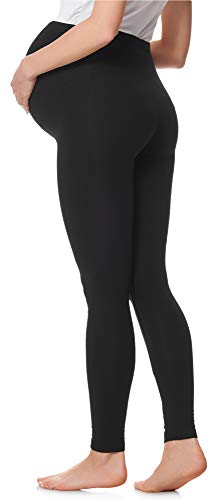 Be Mammy Lote de 2 Leggins Premamá Embarazo Ropa Deporte BE20-230(Negro/Azul Marino, XXL)