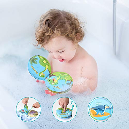 BeebeeRun Juguete para el baño Dinosaurio Baño Toy con Dino Bath Libro Fuente Dinosaurio Toy Bath Juego para niños pequeños Niños Niños Niñas 1 2 3 4 años