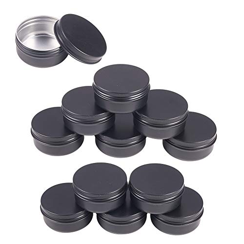 BENECREAT 20 Pack 50ml Lata de Aluminio Redondo Contenedor de Cosmético con Tapa de Rosca - Ideal para Almacenar Pequeñas Cosas(Negro)