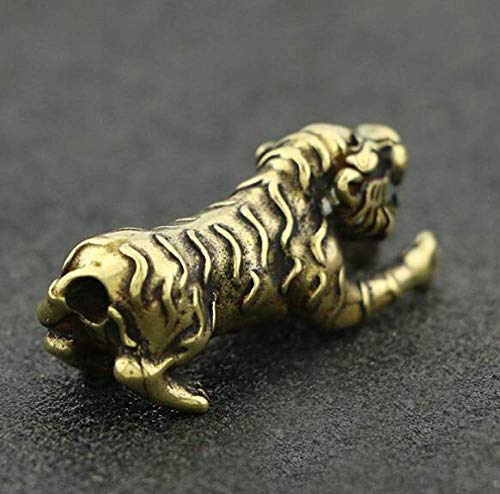 BENGKUI Escultura,Chino Puro Cobre Tallado Zodiaco Tigre Pequeños Adornos DIY Mano Cadena Joyería Regalos para Hombres Y Mujeres Colgante Estatuas De Animales