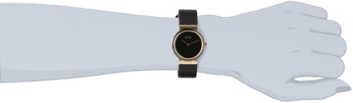 Bering Ceramic - Reloj analógico de mujer de cuarzo con correa de piel negra - sumergible a 50 metros