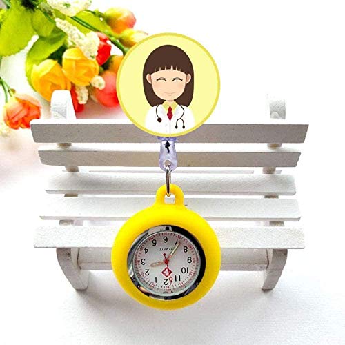 B/H Reloj MéDico por,Telescopio de Silicona de Dibujos Animados Enfermera Reloj Colgante Mesa de Doctor Mesa de Estudiante-Crema-Blanco