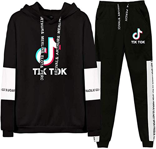 BienBien Sudadera con Capucha y Pantalones TIK TOK Chándal Completo HOtoño e Invierno Traje Deportivo Casual para Hombres Mujer