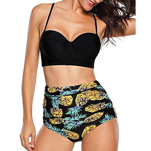 Bikini Mujer Push Up 2019 Bikinis de Cintura Alta Sexy Traje de Baño de Dos Piezas Retro de Playa Bohemia Acolchado Bañador vikinis brasileño Conjunto Tallas Grandes Biquini Ropa