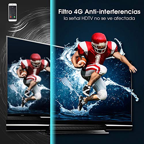 Biling Antena TV Interior- Antena TV portátil HD TV Digital 120 Millas con Amplificador de señal Inteligente para Canales de TV gratuitos Soporte 4K 1080 HD/VHF/UHF, Apto para Todos los Tipos de TV