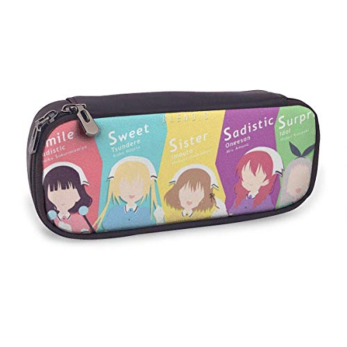 Blend S Maik-a Sakur-anomiya & Hideri Kanzaki Leather Pencil Case Big Capacity with Zipper High Capacity Pen Pencil Pouch Desk Organizer Portable Bag Holder