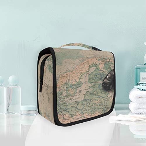 Bolsa de Aseo Colgante Retro para Coche, Viaje, Mapa, Aventura, cosméticos, Bolsa de Viaje multifunción, Bolsa de Maquillaje, Bolsa de Almacenamiento