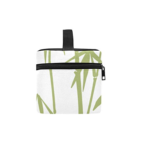 Bolsa de cosméticos para Hombres Bamboo Green Leaf Plant Señora de Gran tamaño Bolsa de cosméticos Organizador de Maquillaje Caja de Almuerzo Tote Holder Case para niña Mujer Un Bolso de Maquillaje