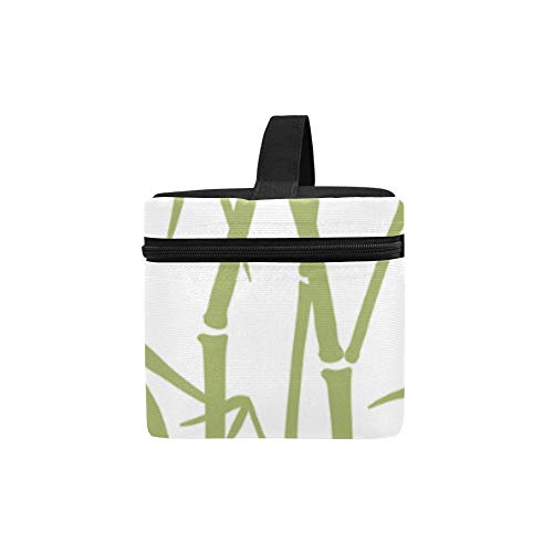 Bolsa de cosméticos para Hombres Bamboo Green Leaf Plant Señora de Gran tamaño Bolsa de cosméticos Organizador de Maquillaje Caja de Almuerzo Tote Holder Case para niña Mujer Un Bolso de Maquillaje