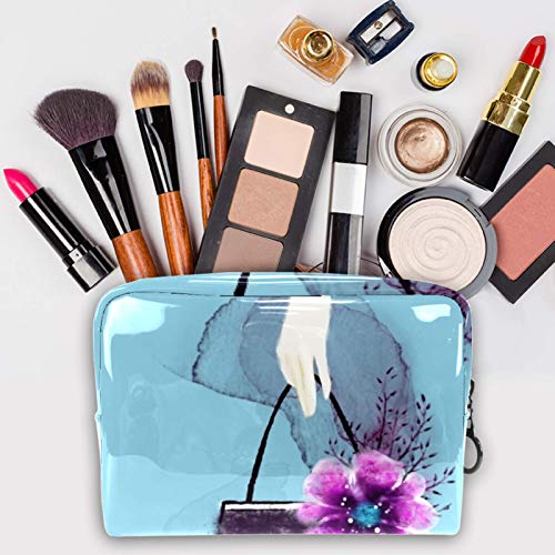 Bolsa de maquillaje portátil con cremallera bolsa de aseo de viaje para mujeres práctico almacenamiento bolsa de cosméticos cártamo