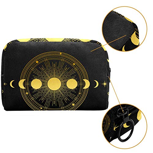 Bolsa para brochas de maquillaje personalizable, bolsa de aseo portátil para mujer, bolso cosmético, organizador de viaje, composición abstracta con órbitas de sol y luna