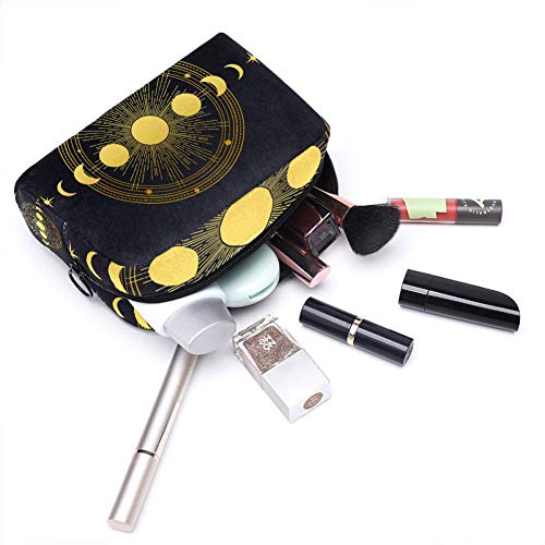 Bolsa para brochas de maquillaje personalizable, bolsa de aseo portátil para mujer, bolso cosmético, organizador de viaje, composición abstracta con órbitas de sol y luna