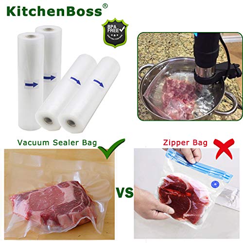 Bolsas de Vacio 3 Rolls 20x500cm con Caja de Corte (No Más Tijeras) para Almacenaje de Alimentos,Sous Vide Cocina, BPA Free