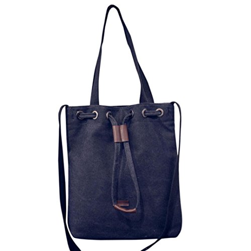 Bolso Bandolera Bolsa de Hombro de Lona Grande Negro para Mujer y Shoppers por ESAILQ F