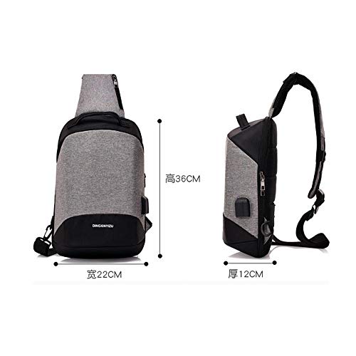 Bolso de Mano con Puerto de Carga USB Bolso Mochila Bolso Messenger Mochila de Senderismo o Bolsa de Hombro Multiusos, antirrobo, Negocios, Casual Gris Oscuro