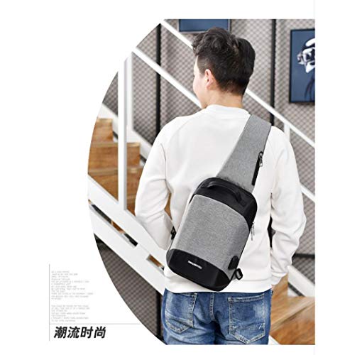 Bolso de Mano con Puerto de Carga USB Bolso Mochila Bolso Messenger Mochila de Senderismo o Bolsa de Hombro Multiusos, antirrobo, Negocios, Casual Gris Oscuro