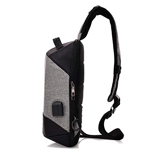 Bolso de Mano con Puerto de Carga USB Bolso Mochila Bolso Messenger Mochila de Senderismo o Bolsa de Hombro Multiusos, antirrobo, Negocios, Casual Gris Oscuro