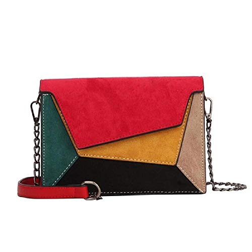 Bolso de Mensajero de Patchwork Bolso de Hombro con Correa de Cadena para Mujer Bolso pequeño para Mujer