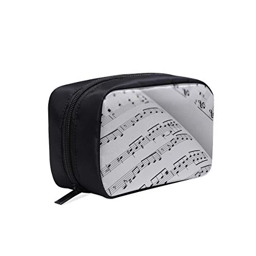 Bolso de moda para niñas adolescentes Resumen Nota de música de piano Negro Bolso de cosméticos fácil Bolso de noche de moda Bolso de maquillaje Bolsas de cosméticos con cremallera Estuche multifunc