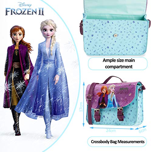 Bolso Disney Frozen para niñas, bolso de hombro con la princesa de Disney Anna y Elsa, bolso cruzado con purpurina, bolsos de moda para niñas de día o de viaje