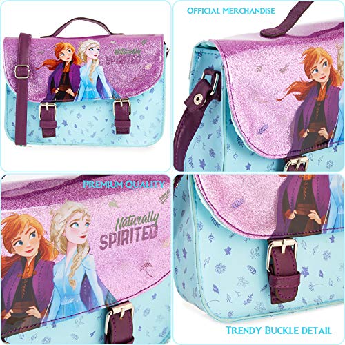 Bolso Disney Frozen para niñas, bolso de hombro con la princesa de Disney Anna y Elsa, bolso cruzado con purpurina, bolsos de moda para niñas de día o de viaje