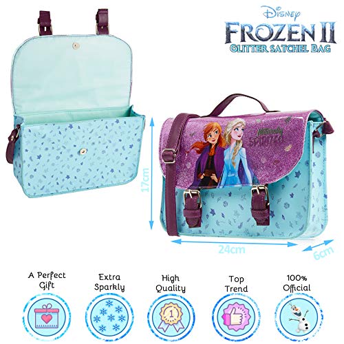 Bolso Disney Frozen para niñas, bolso de hombro con la princesa de Disney Anna y Elsa, bolso cruzado con purpurina, bolsos de moda para niñas de día o de viaje