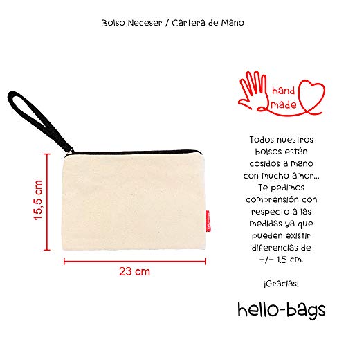 Bolso Neceser/Cartera de Mano. Algodón 100%. Blanco. con Cremallera y Forro Interior. 23 * 15,5 cm. Incluye sobre Kraft de Regalo.