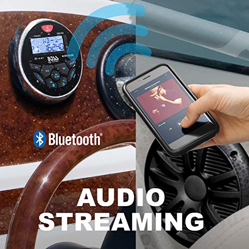 BOSS Audio MCKGB350B.6 Marine Package Includes MGR350B In-Dash Gauge Am/FM Digital Media Receiver with Bluetooth, One Pair of 6.5 Inch MR6B Marine Speakers, MRANT10 Marine Antenna