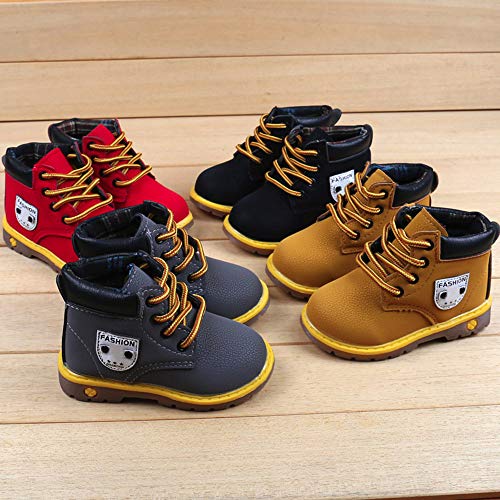 Botas Militares para Unisex Bebé Niños Niñas Otoño Invierno 2018 Moda PAOLIAN Botines Planos con Cordones Zapatos de Primeros Pasos para Niños Fiesta Calzado de Cuero Zapatillas Exterior