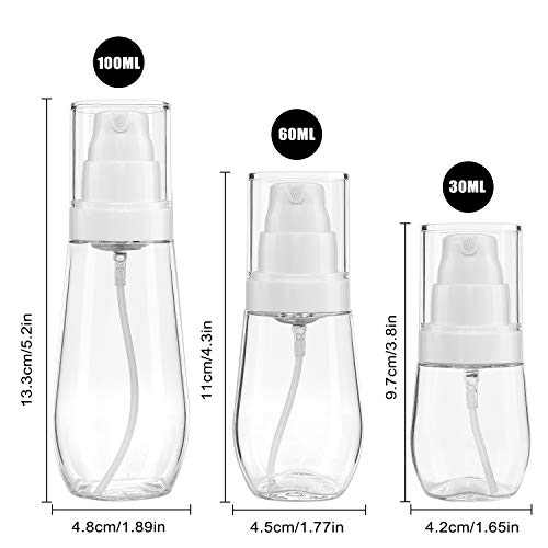 Bote Spray Botella de Aerosol Vacío Plástico Transparente Niebla Fina Atomizador de Viaje Recargable Conjunto de Botellas Maquillaje Vacio de Agua Claro Contenedor (30ml/60ml/100ml)