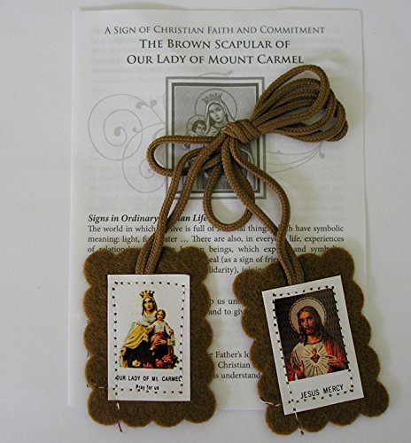 Brown Scapular Our Lady of Mount Carmel and the Sacred Heart of Jesus. by Catholic Gift Shop Ltd