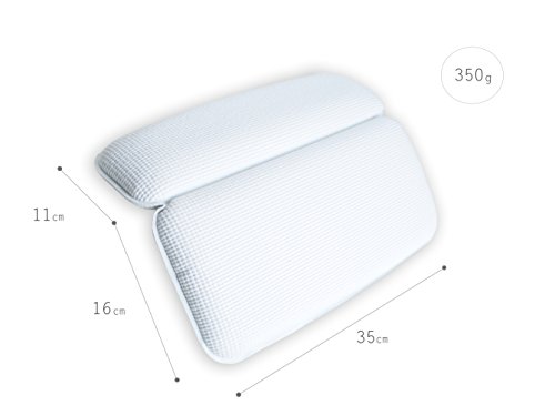 BRUMA #1 Almohada Premium de Baño Suave no Mullida y con Ventosas Antideslizantes. Cojín Reposacabezas para Bañera Jacuzzi SPA e Hidromasajes. Impermeable, Facil de Limpiar y Secado Rápido