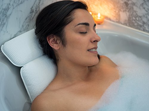 BRUMA #1 Almohada Premium de Baño Suave no Mullida y con Ventosas Antideslizantes. Cojín Reposacabezas para Bañera Jacuzzi SPA e Hidromasajes. Impermeable, Facil de Limpiar y Secado Rápido