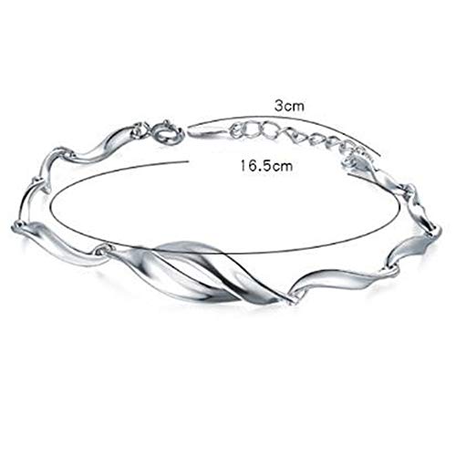 BTTNW Pulsera De La Mujer For Mujer 925 joyería de Moda Femenina Pulsera Ajustable del patrón de Onda del mar Elegante para El Regalo para La Madre (Color : Silver, Size : One Size)