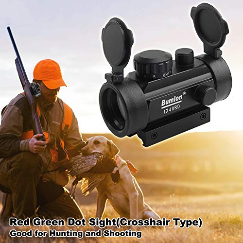 Bumlon Rojo Verde Punto de la Vista del Alcance del Rifle Reflex holográfica óptica táctico Fits Rail 11mm / 20mm con Levante la Cubierta de Lente de Arma de Airsoft