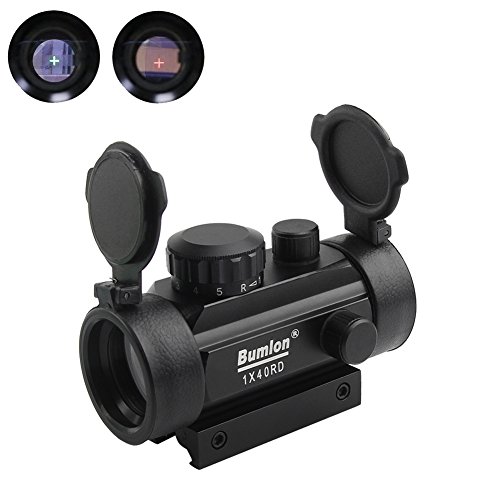 Bumlon Rojo Verde Punto de la Vista del Alcance del Rifle Reflex holográfica óptica táctico Fits Rail 11mm / 20mm con Levante la Cubierta de Lente de Arma de Airsoft