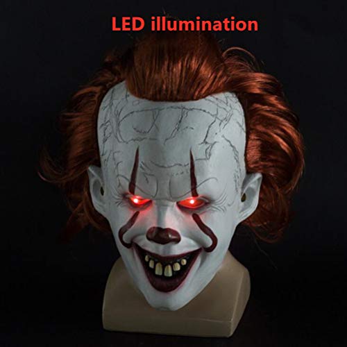 Bweele Máscara de Payaso de Halloween, Máscara de Terror de Halloween Máscara de Payaso Máscara de látex de látex Pennywise con Cabello Adjunto para el Carnaval Carnaval de Halloween