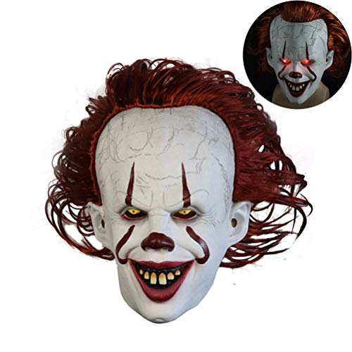 Bweele Máscara de Payaso de Halloween, Máscara de Terror de Halloween Máscara de Payaso Máscara de látex de látex Pennywise con Cabello Adjunto para el Carnaval Carnaval de Halloween