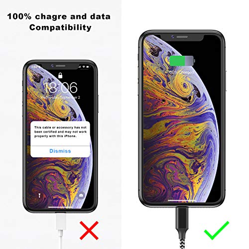 Cable Cargador iPhone, [4pack 0.5M 1M 2M 3M] MFI Cable Lightning Carga Rápida Trenzado de Nylon Cargador iPhone Compatible con Apple iPhone 11 XS MAX XR X 8 Plus 7 Plus 6S 6 Plus 5 5C SE iPad iPod