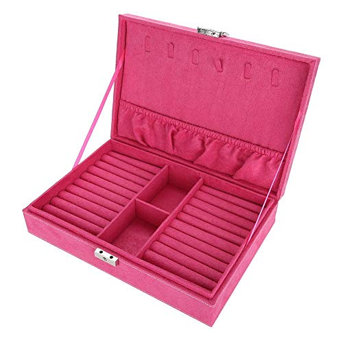 Caja de Joyas,Estuche Rectangular para Guardar Joyas,Pendientes,Anillos y Collares, Tapa Elevable, 5 colores Caja de Almacenamiento para la Joyería(D)