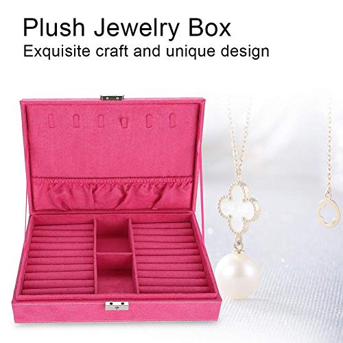 Caja de Joyas,Estuche Rectangular para Guardar Joyas,Pendientes,Anillos y Collares, Tapa Elevable, 5 colores Caja de Almacenamiento para la Joyería(D)